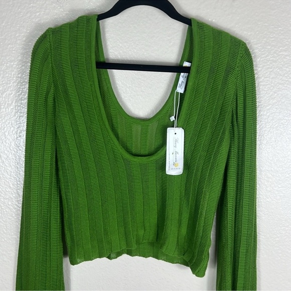 HEAVY MANNERS 'Money Green' Little Miss Cozy Knit Top - Picture 6 of 11